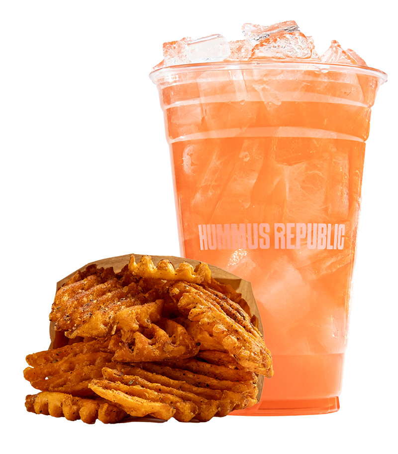 sweet potato fries and a drink